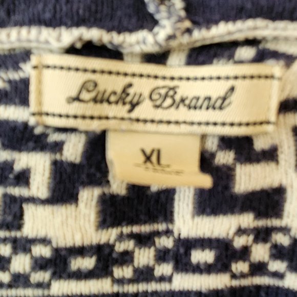 Lucky Brand Open Front Waterfall Sweater Blue/Beige - Picture 4 of 11